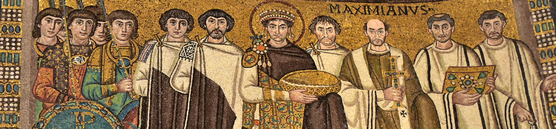 mozaika w koĹciele San Vitale, cesarz Justynian ze ĹwitÄ