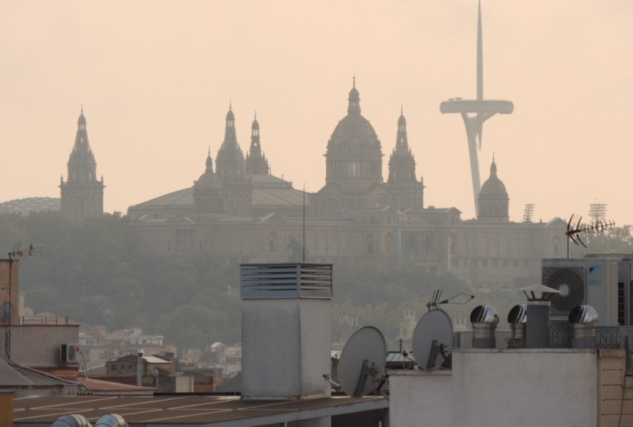 Casa Batllo, view of the Palau Nacional